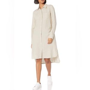 The Drop Celine 100% Linen Shirt Dress Midi Button Front Boho Minimalist Size S